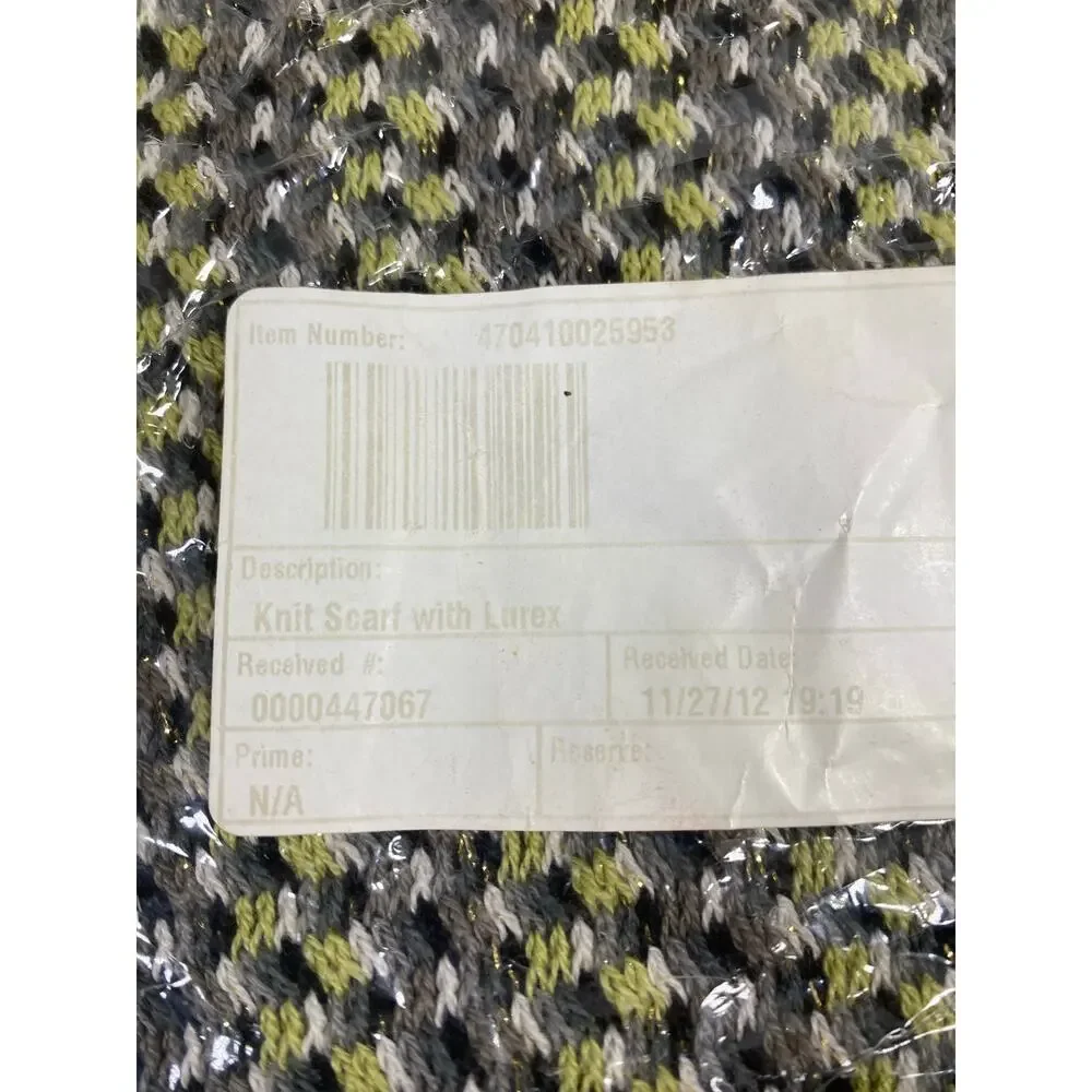 Missoni Knit Scarf w/ Lurex Black/Yellow/Gray NEW